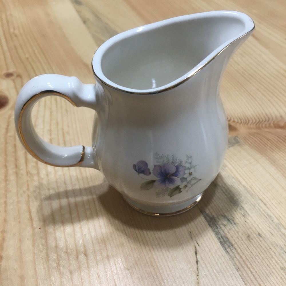 Elegant White and Gold Floral Creamer